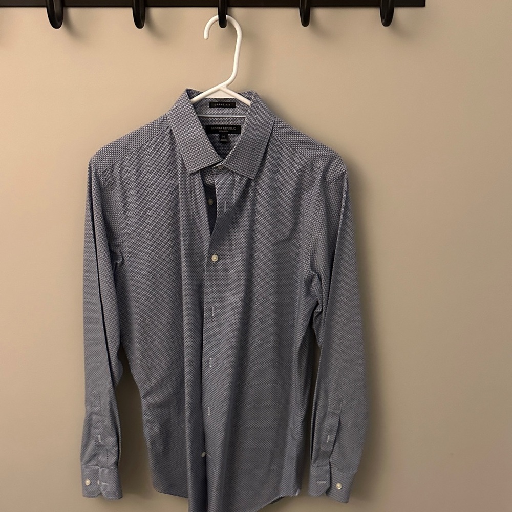 Banana Republic Navy Patterned Dress Shirt